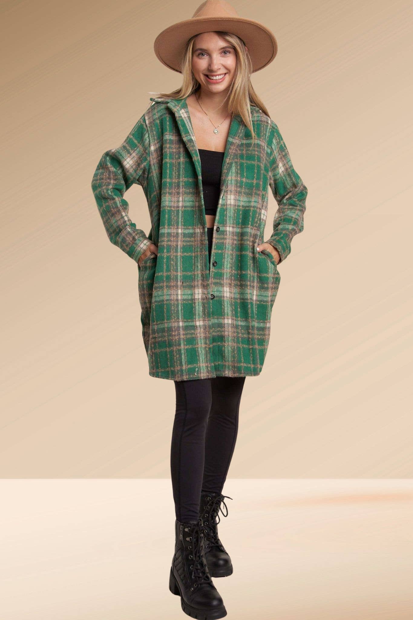 Green Flannel Shacket