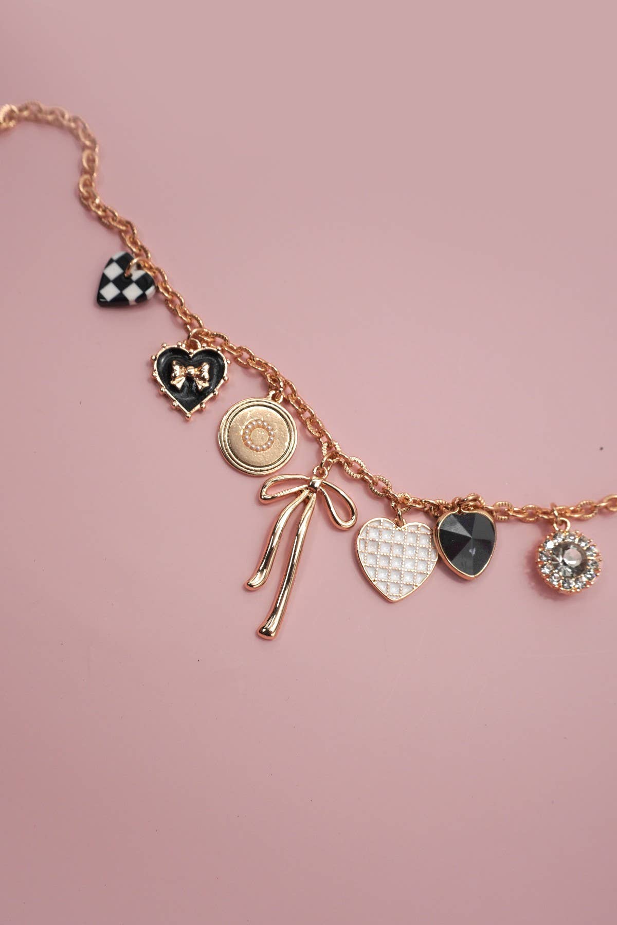 Gold Check Heart Necklace