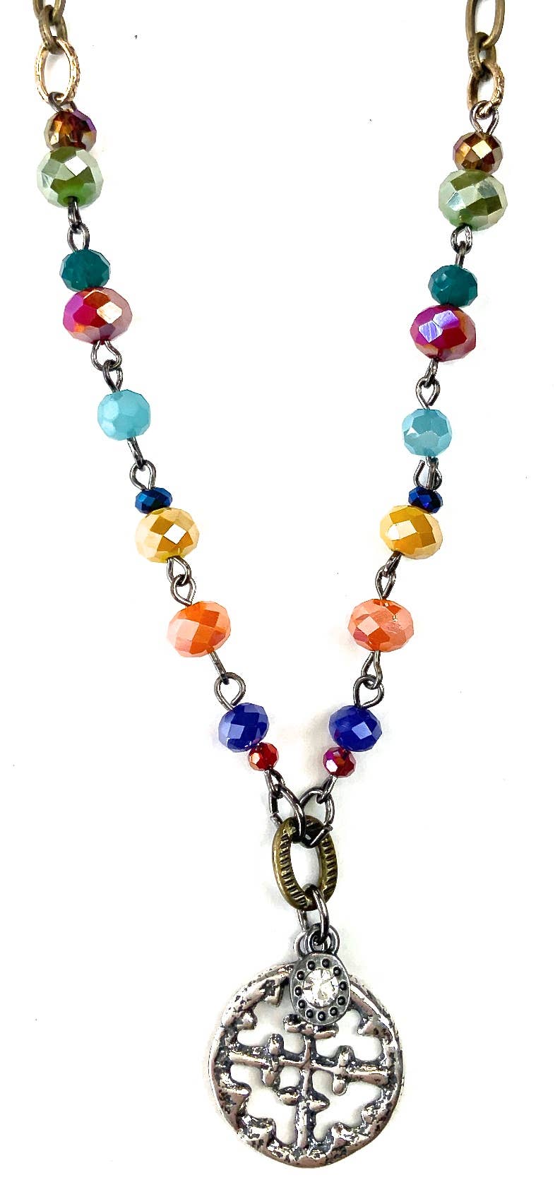 Short Rosaried Chain & Pendant Necklace