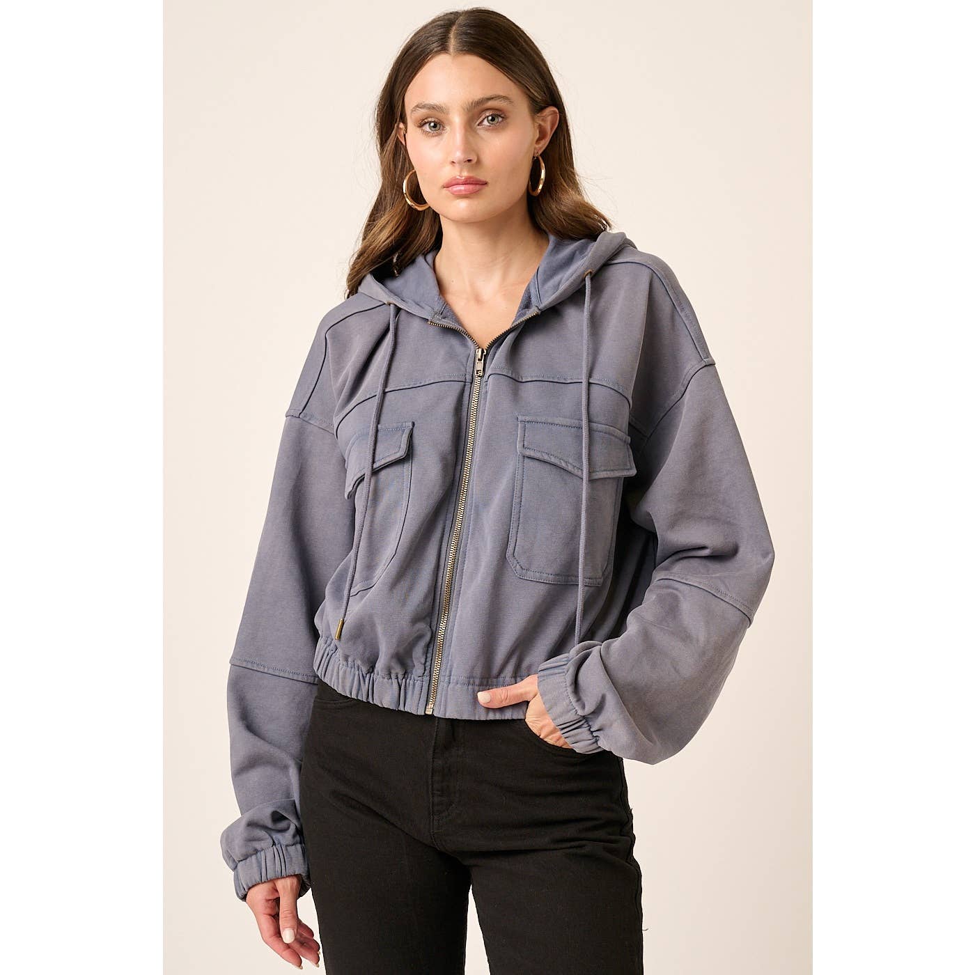 Dusty Blue Crop Jacket