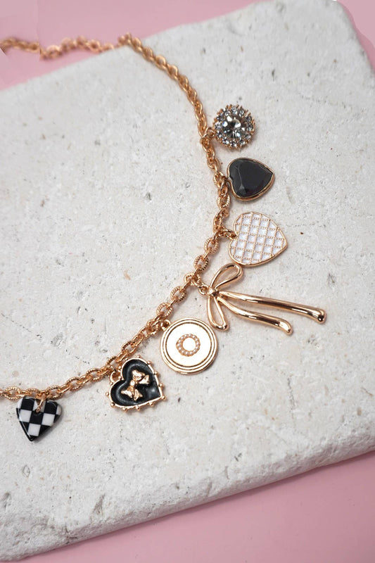Gold Check Heart Necklace