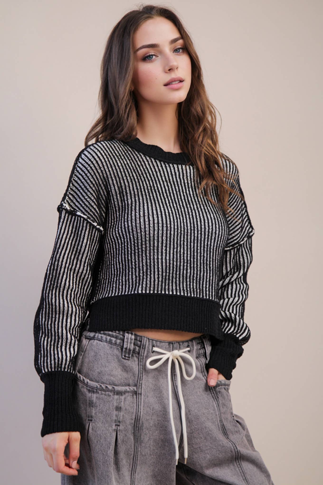 Two Tone Striped Sweater