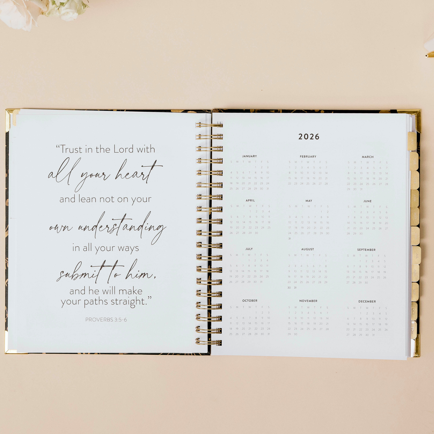 2026 Large Golden Floral Dream Planner - Timestamp Layout