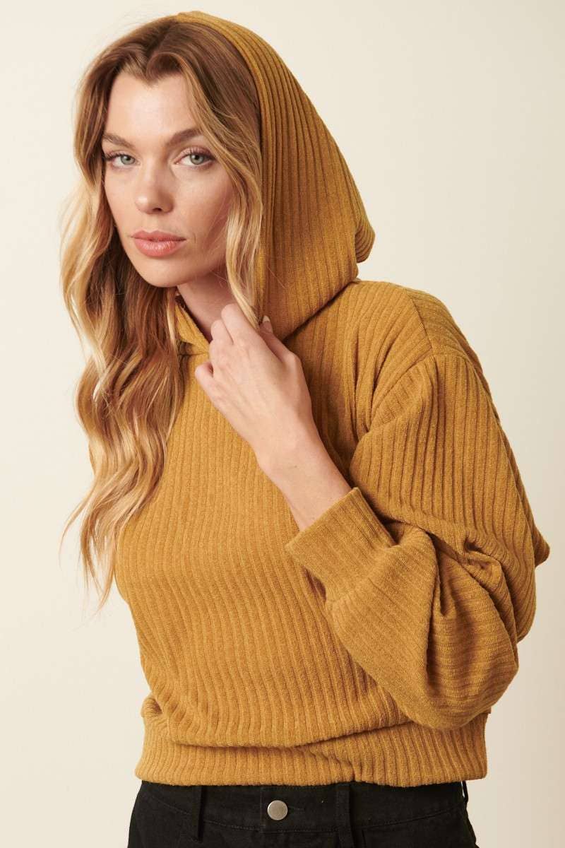 Ribbed Cropped Hoodie