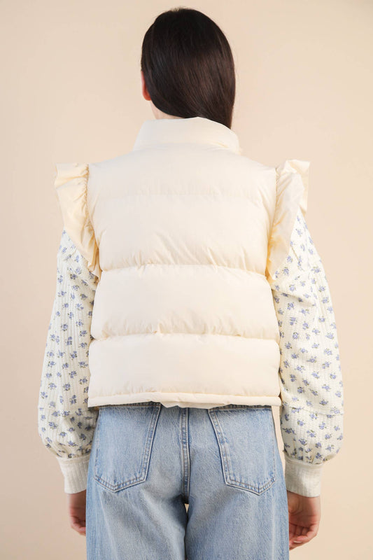 Cream Bow Puffer Vest