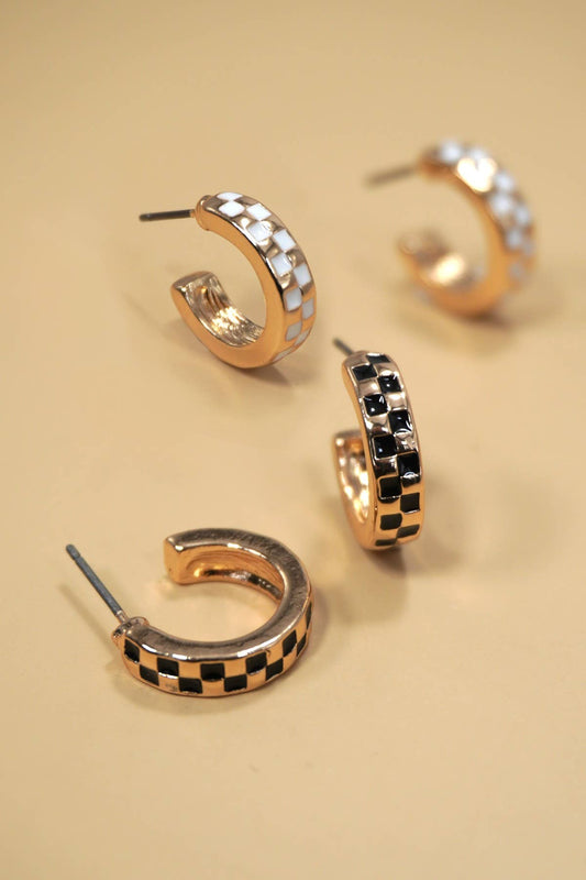 Check Huggie Earrings