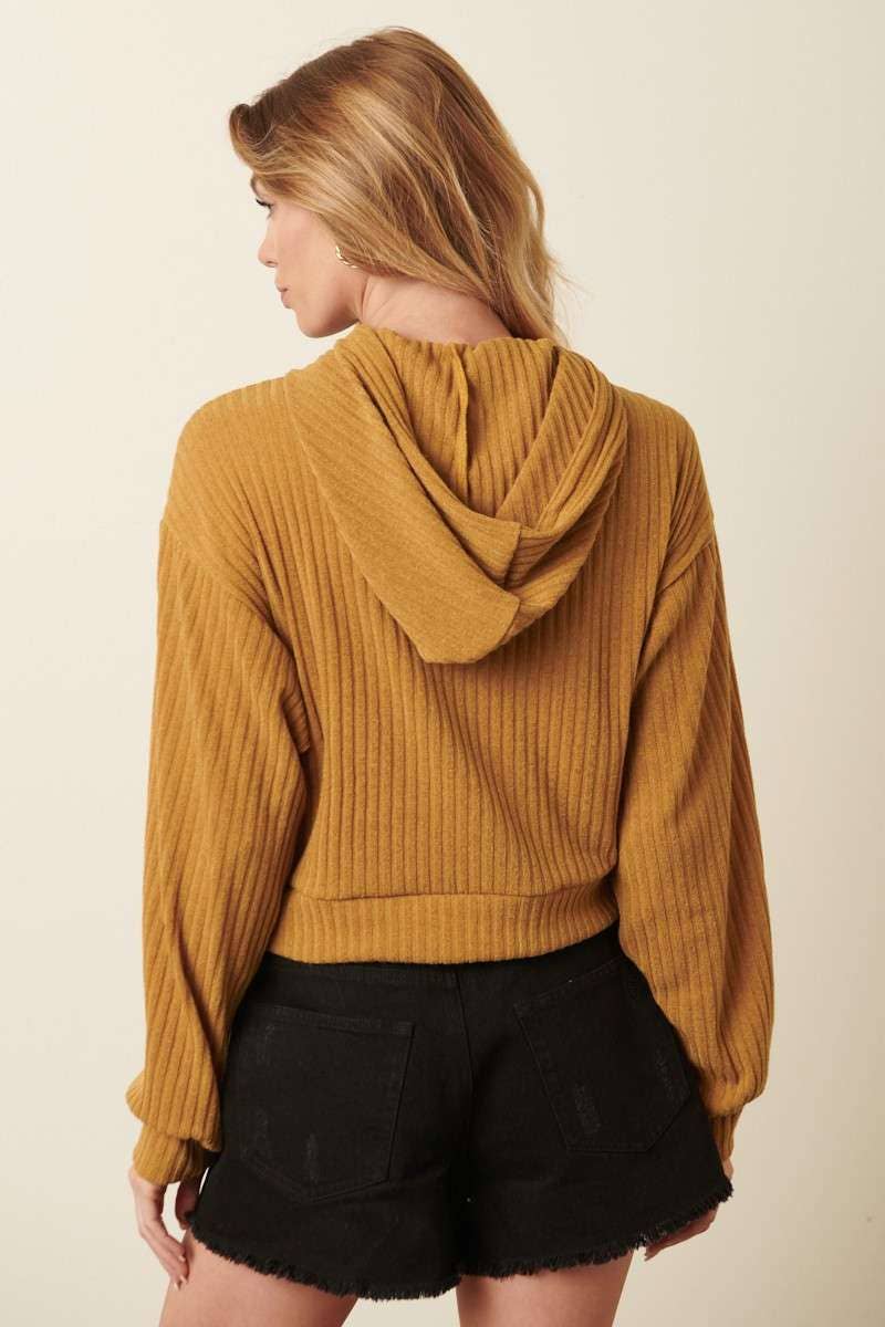 Ribbed Cropped Hoodie
