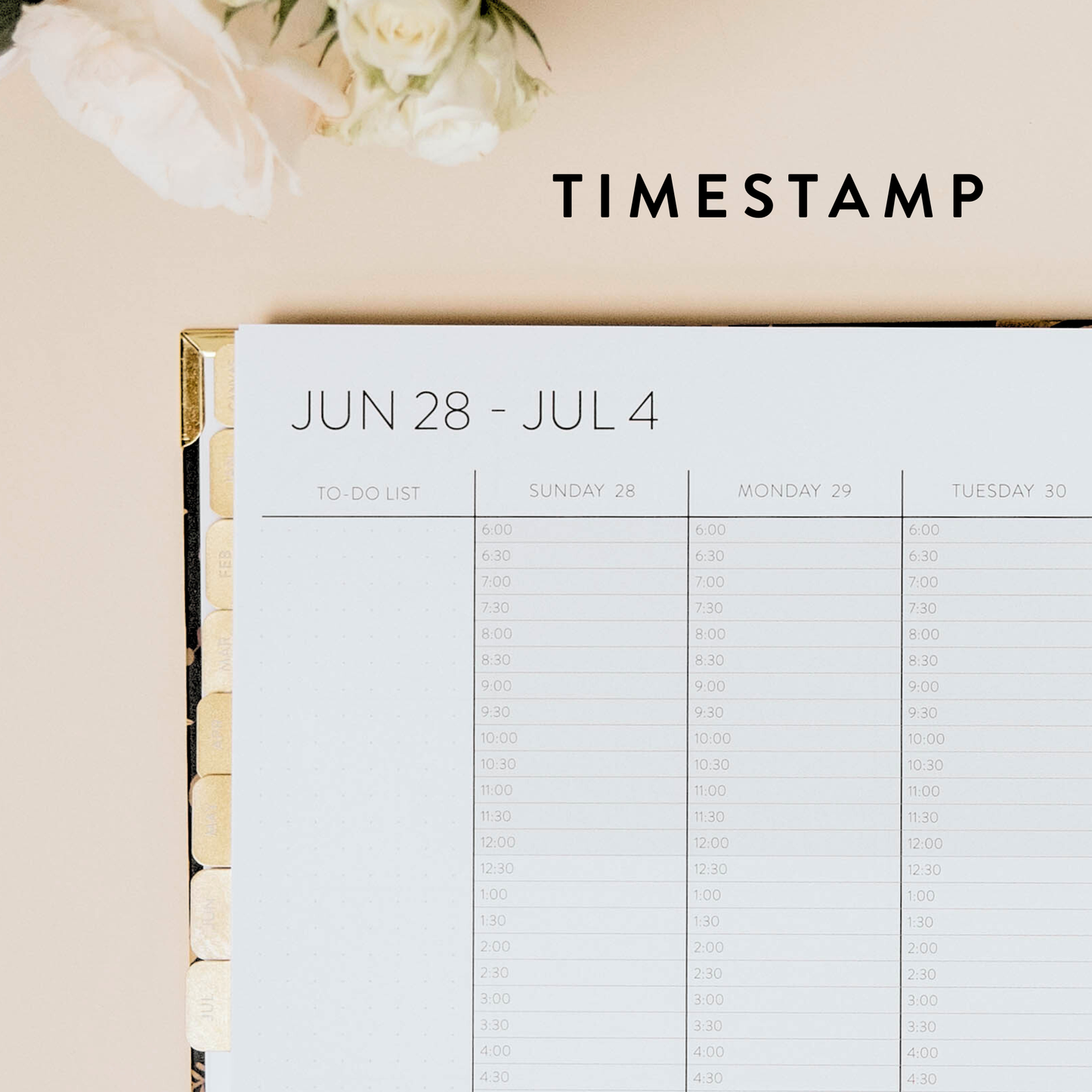 2026 Large Golden Floral Dream Planner - Timestamp Layout