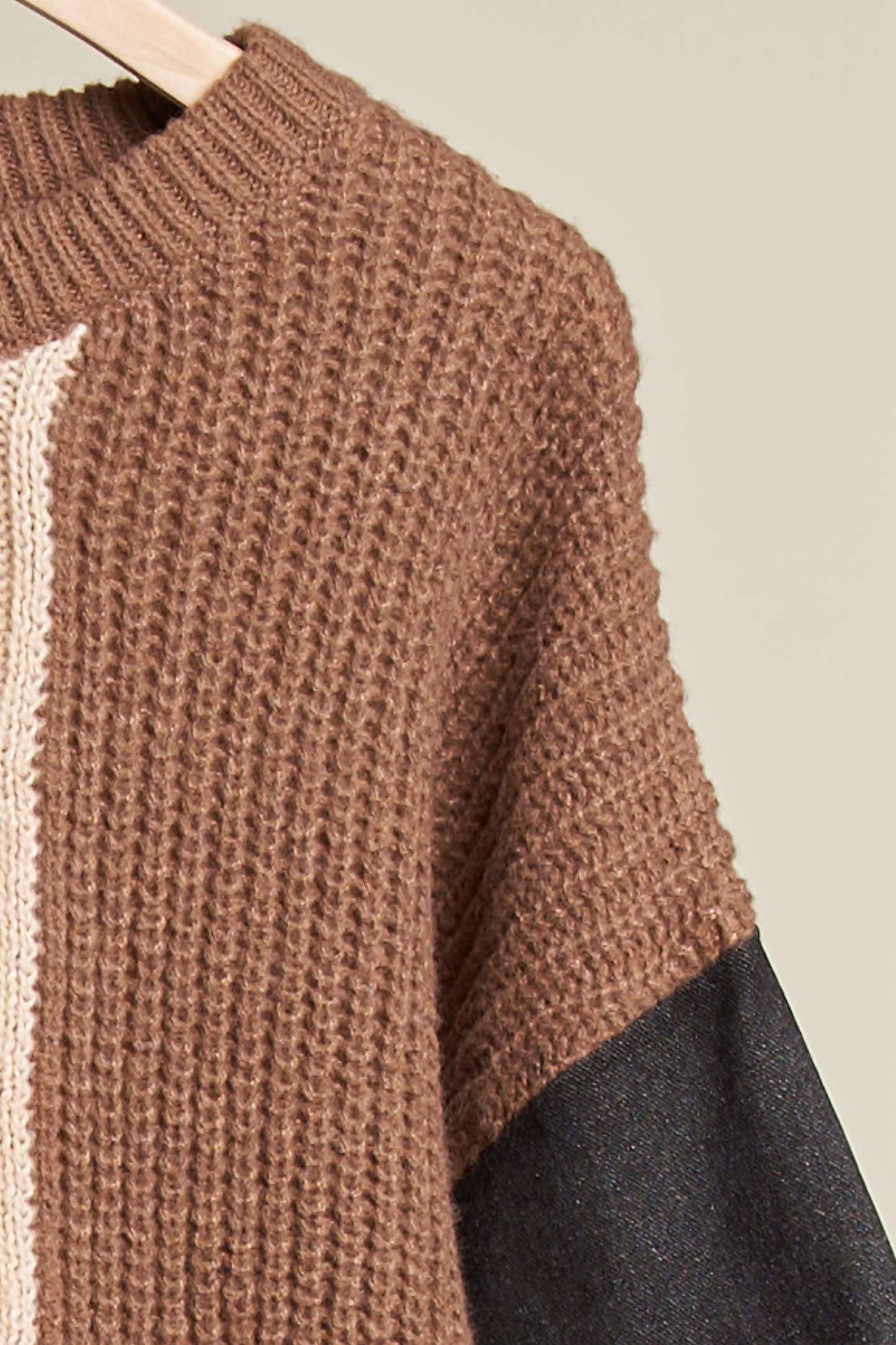 Leopard Denim Sleeve Sweater