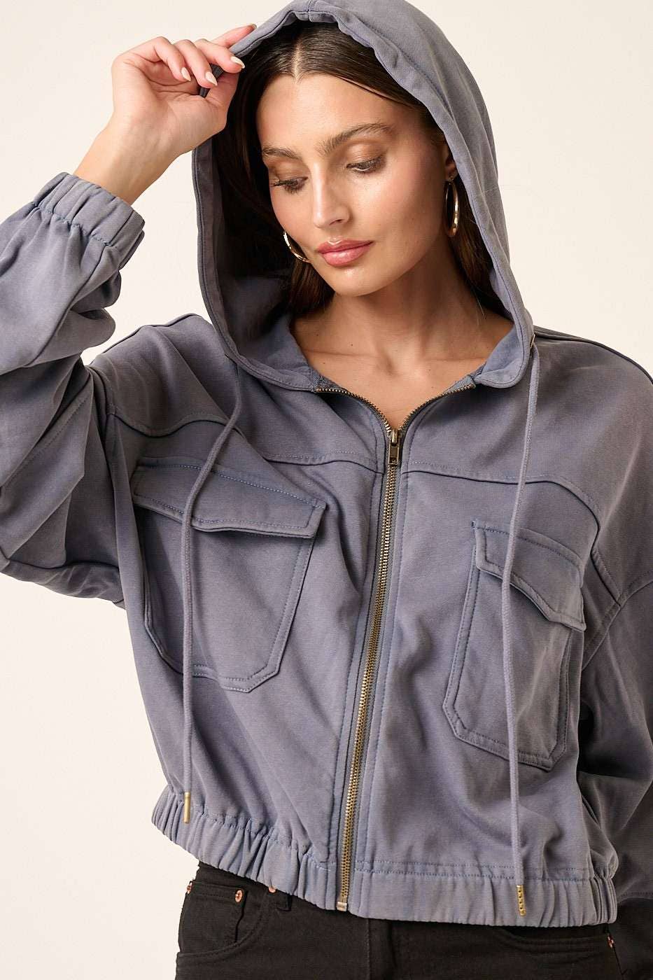 Dusty Blue Crop Jacket
