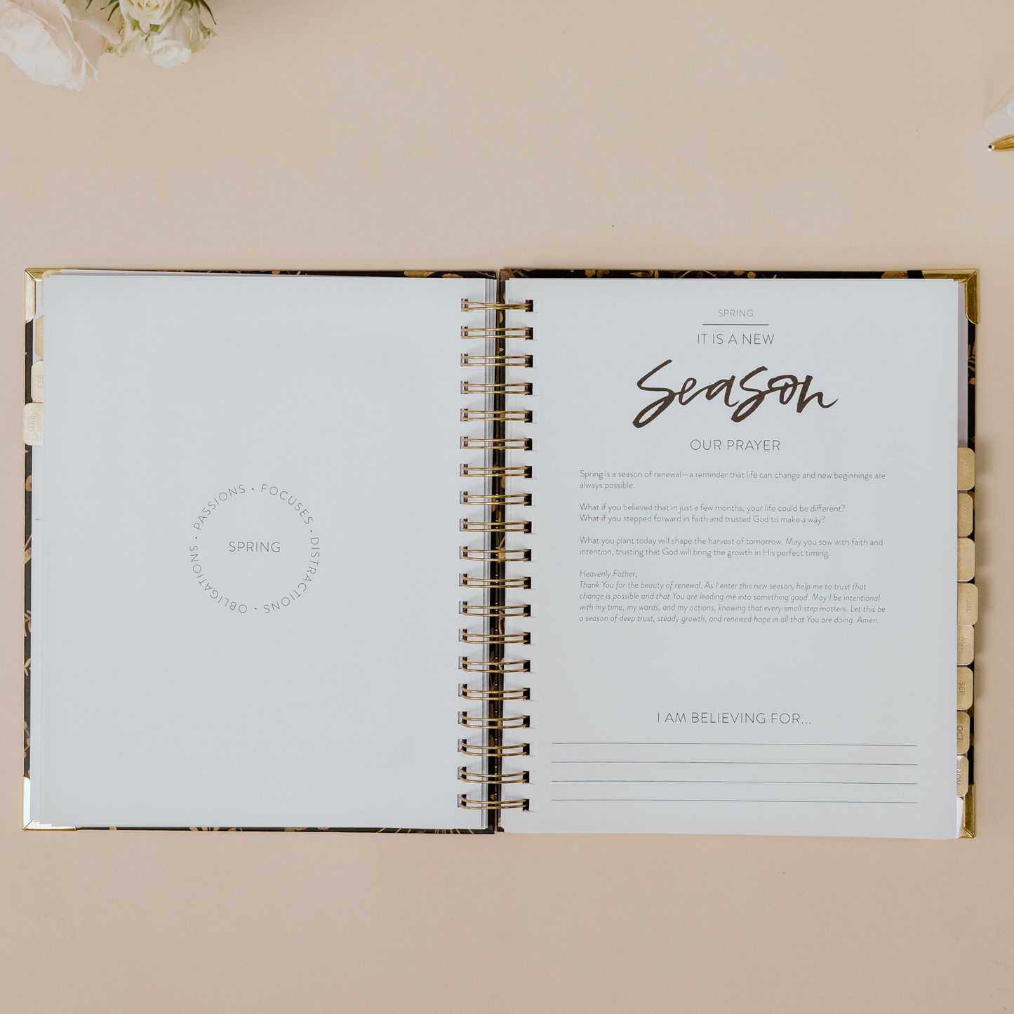 2026 Large Golden Floral Dream Planner - Timestamp Layout