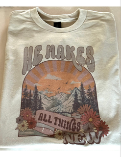 "He Makes All Things New" Sand Color Tee