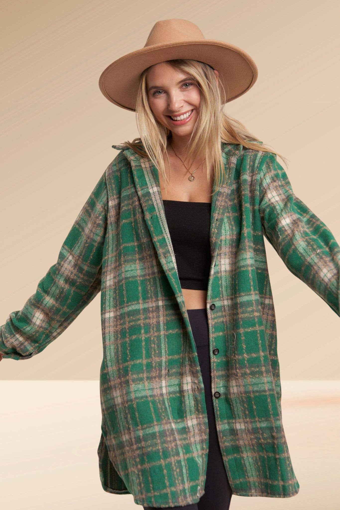 Green Flannel Shacket