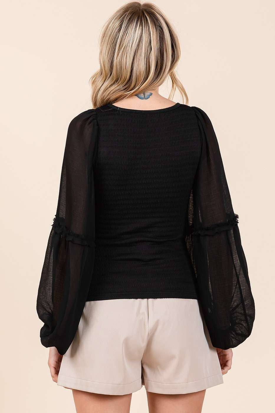 Chiffon Balloon Sleeve Top