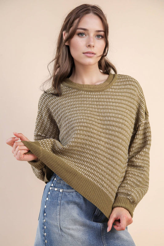 Two Tone Textured Sweater