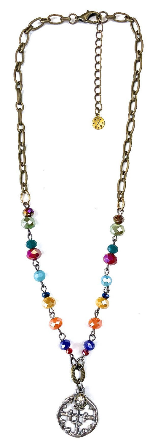 Short Rosaried Chain & Pendant Necklace