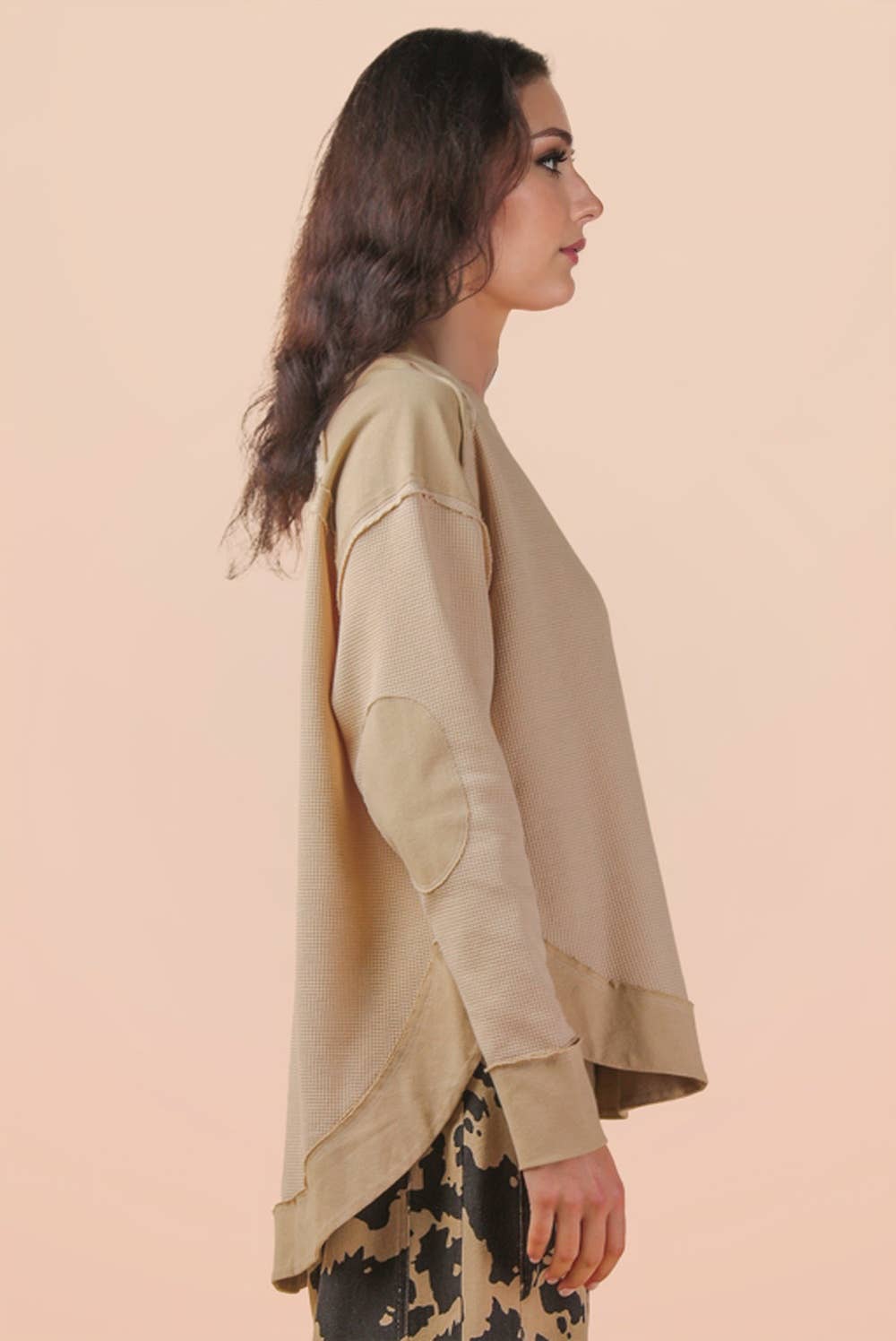 Elbow Patch Raw Edge Top