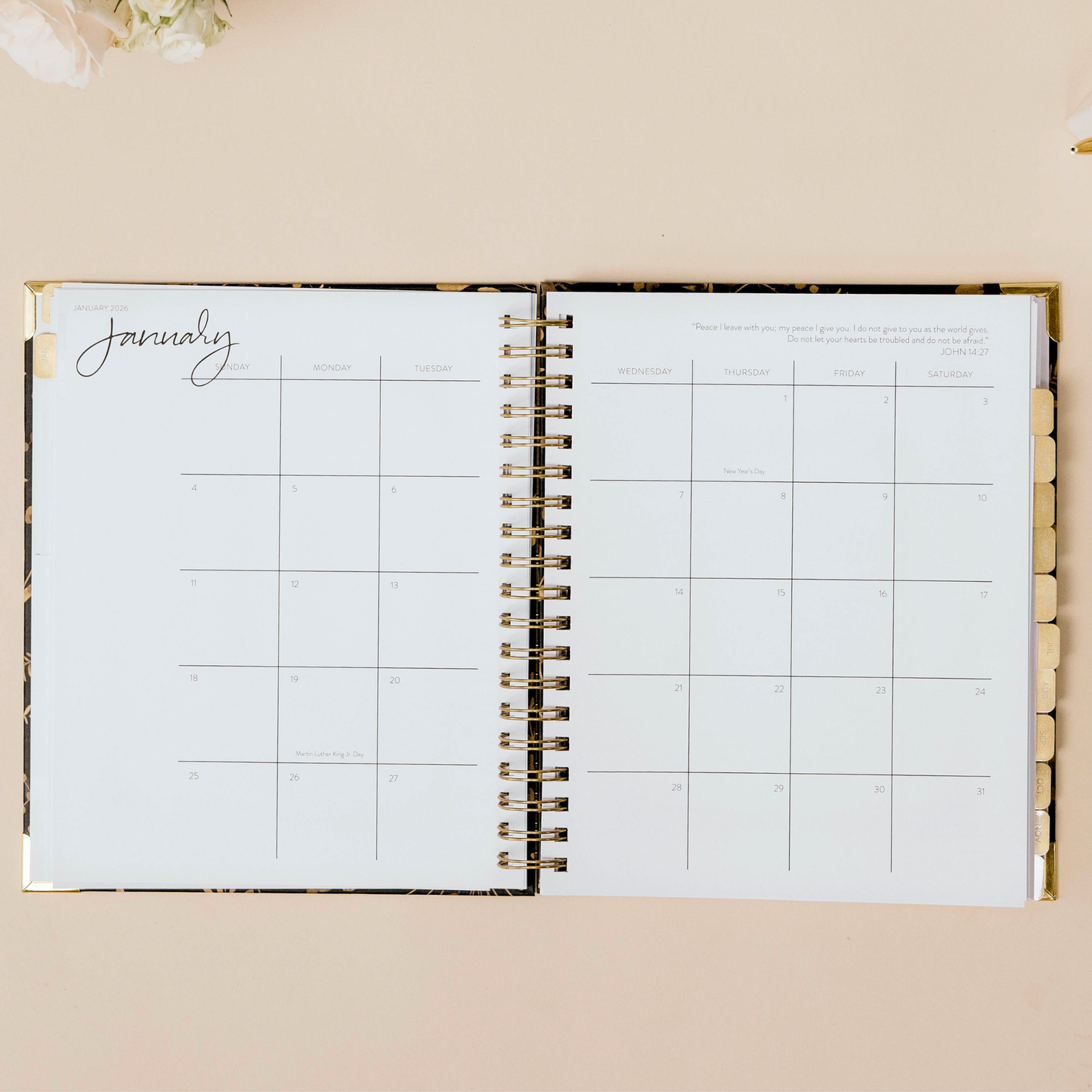 2026 Large Golden Floral Dream Planner - Timestamp Layout